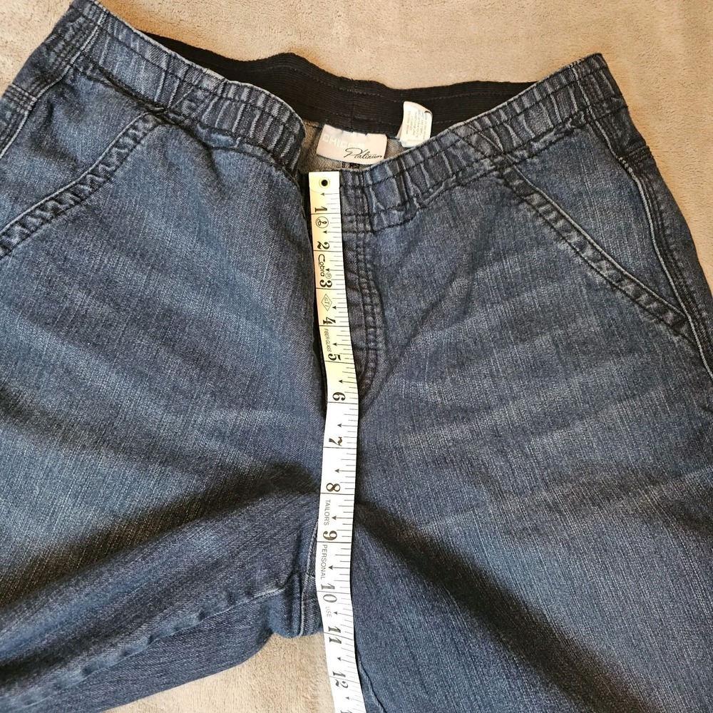 Y2K Chico's Platinum Pull On Trouser Flare Jeans 12 Short High Waisted Boho Chic - Picture 4 of 5